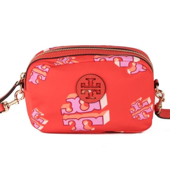 NWT Tory Burch Small Crazy Logo Allover Logo Print Camera Bag Crossbody Bag NEW - Picture 3 of 7